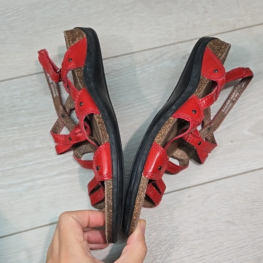 Dansko Women Jolie Red Strappy Leather Sandals Shoes Sz 36/6-6.5
